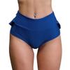 IWEMEK Women's Ruffle High Waisted Yoga Shorts Twerk Dance Hot Panties Workout Gym Ruched Butt Lifting Leggings Festival Cheeky Mini Hot Pants Pole Dance Rave Bikini Bottoms Blue X-Large view 4