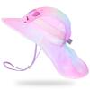 Kids Sun Hat UV Protection Summer Beach Play Hats Wide Brim Neck Flap for Girls Boys 2-9 Years, Pastel Pink Yellow view 1