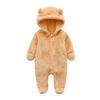 Baby Girls Boys Onesie Jumpsuit Fleece Bunting Footed Snowsuit Soft Warm Winter Outfits for 9-12 Month infant Brown view 1
