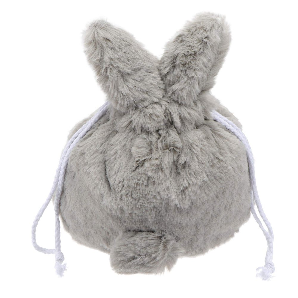Beaupretty Baby Easter Bunny Bag Plush Handbag: Rabbit Ear Drawstring Pouch Easter Candy Fluffy Multipurpose Cosmetic Jewelry Sack Grey Travel Toiletry