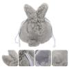 Beaupretty Baby Easter Bunny Bag Plush Handbag: Rabbit Ear Drawstring Pouch Easter Candy Fluffy Multipurpose Cosmetic Jewelry Sack Grey Travel Toiletry view 3
