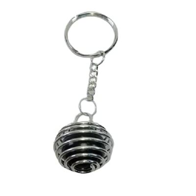 Natural Black Tourmaline Round stone Crystal Cage Healing Keychains Assorted Ball Crystals Gemstone Keyring, Purple, 4 inch