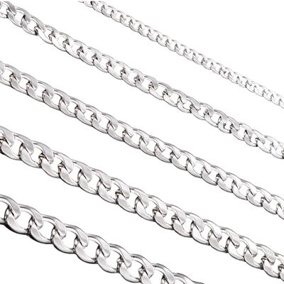 INFINIQUE CREATIONS Stainless Steel Silver Cuban Curb Chain Bracelet Necklace Men Women 3-12mm 7-38" (38, 9mm, Silver)