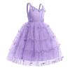 IWEMEK Wedding Flower Girl Tulle Dress Applique Embroidery Summer Cami Dresses Backless Princess Holiday Pageant Junior Bridesmaid Dress Communion Baptism Birthday Party Ball Gown Purple 18-24 Months view 2