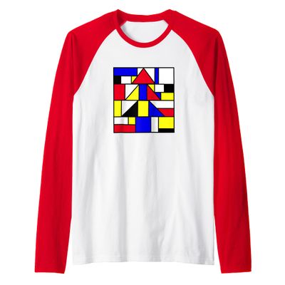 Mondrian inspired abstract primary colors geometric Raglan Baseball Tee