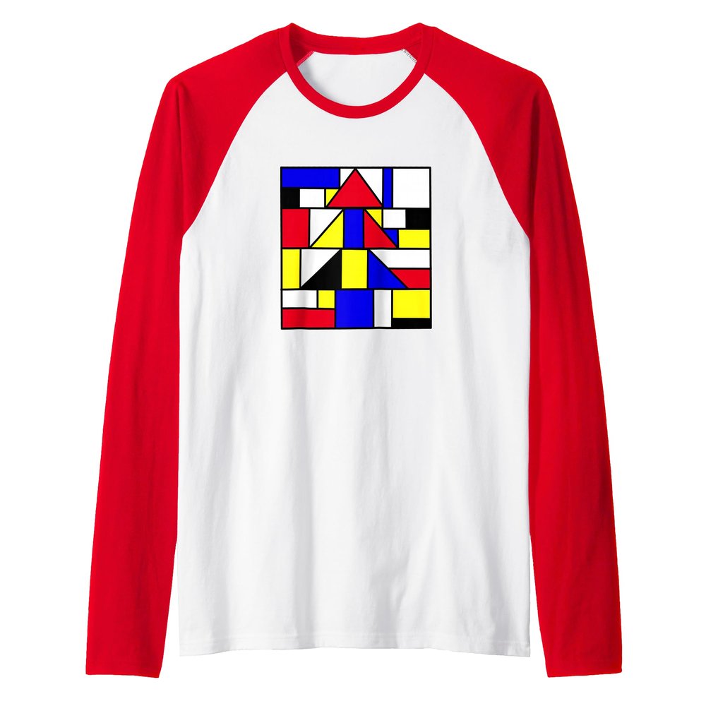 Mondrian inspired abstract primary colors geometric Raglan Baseball Tee