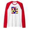 Mondrian inspired abstract primary colors geometric Raglan Baseball Tee view 1