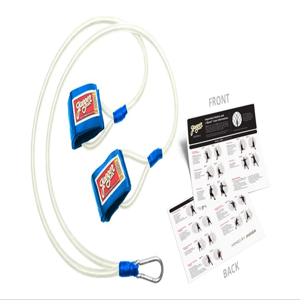 Jaeger J-Bands Resistance Bands for Baseball and Softball Pitchers. Baseball Pitching Trainer and Arm Trainer. Baseball Bands for Throwing. Baseball Training Equipment and Laminated Instruction Sheet