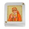 Dcore Gold-Plated Foil On Acrylic Base Car Dashboard. Idol- Gold-Plated Recta Sai Baba Ji with Japa Mala, Standard, Gold, White view 1