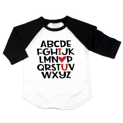 Bump and Beyond Designs Cute Girls and Boys Valentine's Shirt, I Love You (Black 4T)