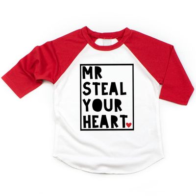 Bump and Beyond Designs Boys Valentine's Shirt, Mr. Steal Your Heart (Red 5T)