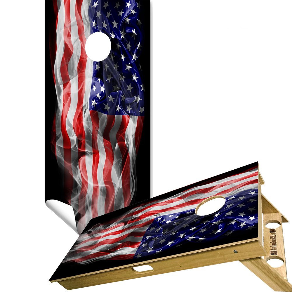 Cornhole Board Vinyl Wrap Decals (Set of 2) American Bean Bag Toss Wrap Stickers (Windy #10)