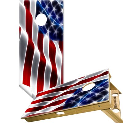 Cornhole Board Vinyl Wrap Decals (Set of 2) American Bean Bag Toss Wrap Stickers (Wavy #8)