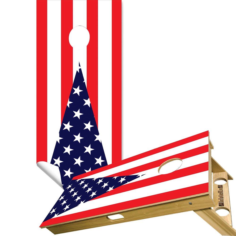 Cornhole Board Vinyl Wrap Decals (Set of 2) American Bean Bag Toss Wrap Stickers (Stripe's & Dots #14)