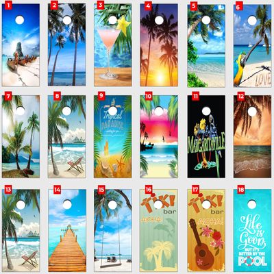 Cornhole Board Vinyl Wrap Decals (Set of 2) Tropical Bean Bag Toss Wrap Stickers ((11) Margaritavile)