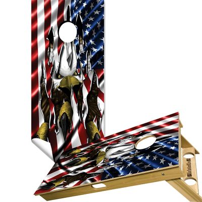 Cornhole Board Vinyl Wrap Decals (Set of 2) American Bean Bag Toss Wrap Stickers (Eagle Claw #4)