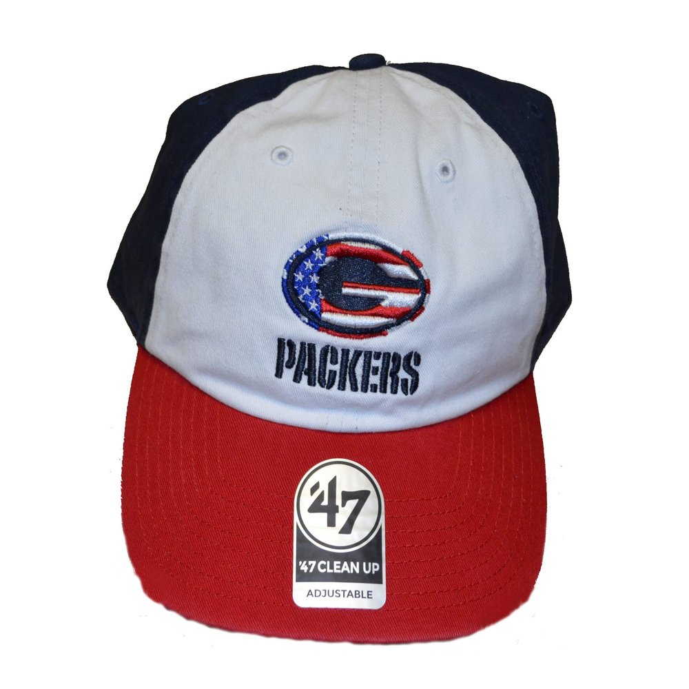 47 Green Bay Packers All American USA Flag Clean Up Adjustable Cap - NFL Relaxed Fit Dad Baseball Hat