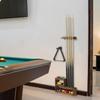 MyGift Pool Cue Rack Set, Rustic Burnt Solid Wood Billiards Cue Stand Wall Mount Holder, Ball Storage with Industrial Pipe Triangle Rack Hanging Hook view 2