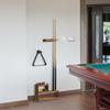 MyGift Pool Cue Rack Set, Rustic Burnt Solid Wood Billiards Cue Stand Wall Mount Holder, Ball Storage with Industrial Pipe Triangle Rack Hanging Hook view 3