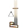 MyGift Pool Cue Rack Set, Rustic Burnt Solid Wood Billiards Cue Stand Wall Mount Holder, Ball Storage with Industrial Pipe Triangle Rack Hanging Hook view 4