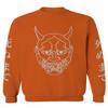 0457. Big Japanese Art White Demon Hannya Graphic Traditional Till Death Anime Gothic Streetwear Men's Crewneck Sweatshirt (Orange Small) view 1