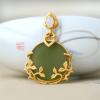 SMDSAZ Designer Original New Ancient Gold Craftsmanship Inlaid Natural Hetian Jade Bamboo Leaf Necklace Pendant Ladies Jewelry (Gem Color : Necklace 45CM) view 1