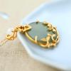 SMDSAZ Designer Original New Ancient Gold Craftsmanship Inlaid Natural Hetian Jade Bamboo Leaf Necklace Pendant Ladies Jewelry (Gem Color : Necklace 45CM) view 3