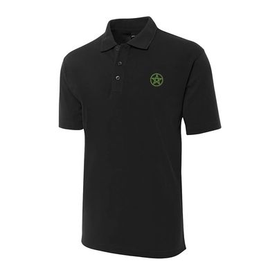 LexiuYibai Mens Polo Shirts Pentagram Embroidered Shrot Sleeve Polo Shirts (Black,Medium,Medium)