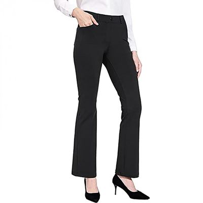 QWENTMTNTY Casual Palazzo Pants for Women High Waisted Dressy Straight Business Work Pants Stretch Workout Yoga Pants Black