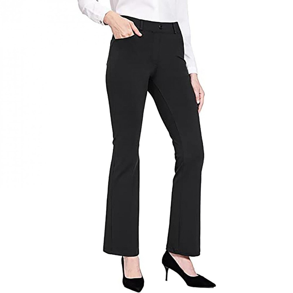 QWENTMTNTY Casual Palazzo Pants for Women High Waisted Dressy Straight Business Work Pants Stretch Workout Yoga Pants Black