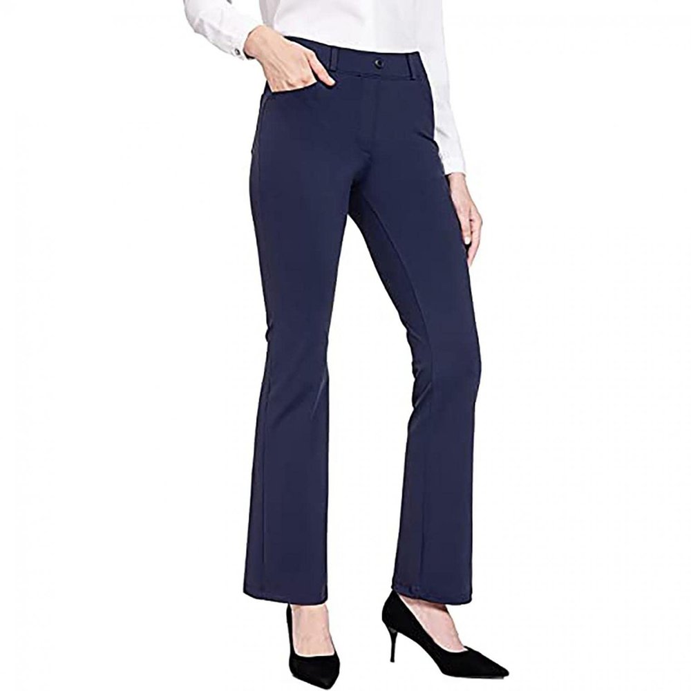 QWENTMTNTY Casual Palazzo Pants for Women High Waisted Dressy Straight Business Work Pants Stretch Workout Yoga Pants Navy