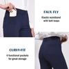 QWENTMTNTY Casual Palazzo Pants for Women High Waisted Dressy Straight Business Work Pants Stretch Workout Yoga Pants Navy view 3