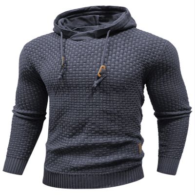 Zaitun Men's Drawstring Waffle Textured Hooded Pullover Sweater