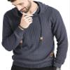 Zaitun Men's Drawstring Waffle Textured Hooded Pullover Sweater view 2