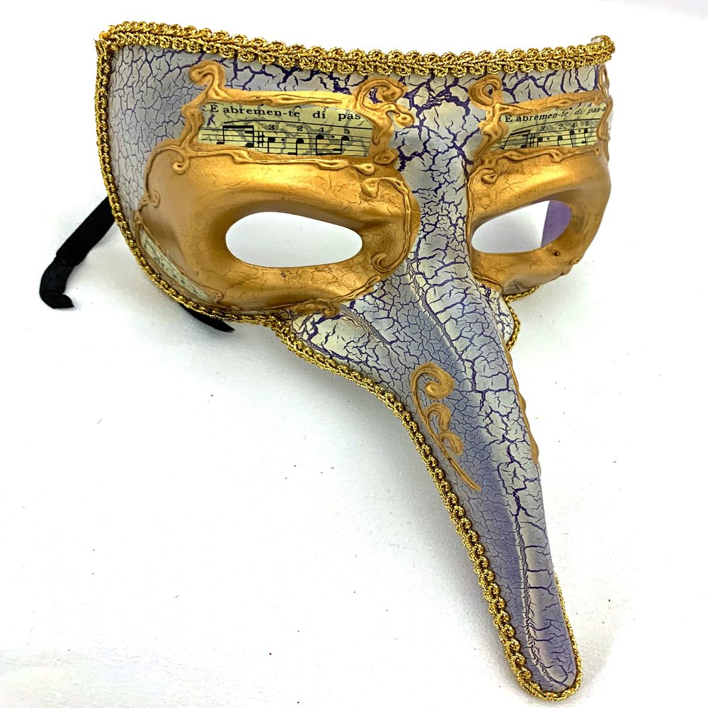 Venetian Mask Long Nose Plague Doctor Masquerade Costume Drama Theater Purple Antique Universal One Size Fits Most
