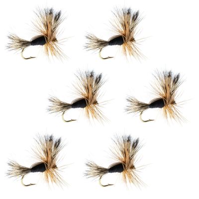 The Fly Fishing Place Black Humpy Classic Trout Dry Fly Fishing Flies - Set of 6 Flies Size 14