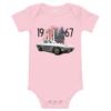 1967 Chevy 'Vette C2 Muscle Car Classic Cars Baby Onesie Short Sleeve one Piece Pink view 1