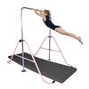 Kids Jungle Gym Gymnastic Horizontal Kip Bar, Children Monkey Bar Adjustable Height Gymnastics Athletic Expandable Balance Bars, Junior Training Play Gym Pink with 2Ft x 6Ft Gymnastic Black Mat view 1