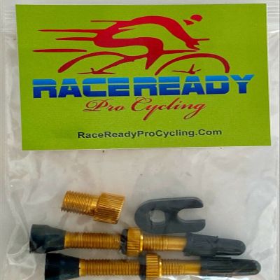 2 RaceReady.. Tubeless Alloy Presta Valves..40mm + Valve Core Tool + Adapter