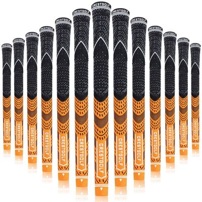 Golf Grips,Mid Size MultiCompound Hybrid Golf Club Grips All-Weather Control Thread Technology Rubber,13 Grips(Orange,Mid Size)