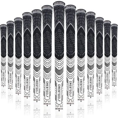 Golf Grips,Standard MultiCompound Hybrid Golf Club Grips All-Weather Control Thread Technology Rubber,13 Grips(White, standard)