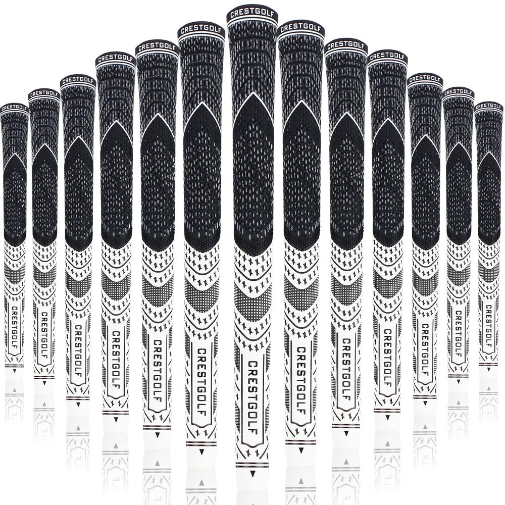 Golf Grips,Standard MultiCompound Hybrid Golf Club Grips All-Weather Control Thread Technology Rubber,13 Grips(White, standard)