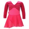Agoky Kids Girls Ballet Dress 2Pcs Velvet Long Sleeve Leotard with Mesh Skirt Set Gymnastic Ballet Dancewear Outfits Hot Pink 5-6 Years view 1