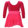 Agoky Kids Girls Ballet Dress 2Pcs Velvet Long Sleeve Leotard with Mesh Skirt Set Gymnastic Ballet Dancewear Outfits Hot Pink 5-6 Years view 2