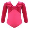 Agoky Kids Girls Ballet Dress 2Pcs Velvet Long Sleeve Leotard with Mesh Skirt Set Gymnastic Ballet Dancewear Outfits Hot Pink 5-6 Years view 3