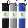 VIVIDLY 3 Pack Golf Towels (16" X 16"), Microfiber Waffle Pattern Golf Towel with Carabiner Clip, Suitable for Men's Golf Gifts (Black/Grey/Blue) view 1