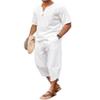 COOFANDY Men's 2 Pieces Linen Set Henley Shirt Short Sleeve and Harem Capri Pants Wide Leg Baggy Beach Yoga Trousers Outfits view 1