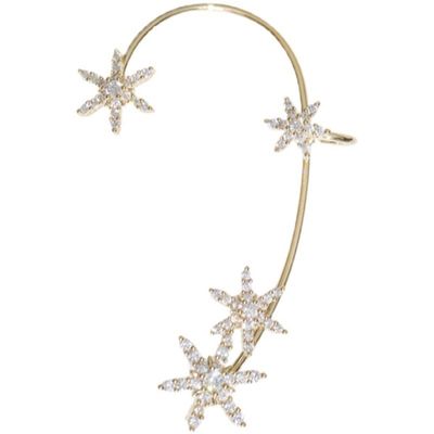 Luxury 3D Butterfly Cuff Earrings Ear Wrap Earrings Crystal CZ No Piercing Ear Clip Crawler Full Rhinestone for Women Wedding Jewelry-Gold Snowflake Left