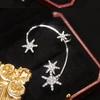Luxury 3D Butterfly Cuff Earrings Ear Wrap Earrings Crystal CZ No Piercing Ear Clip Crawler Full Rhinestone for Women Wedding Jewelry-Gold Snowflake Left view 2