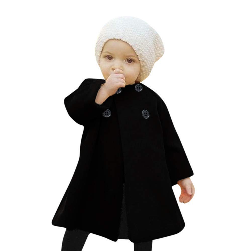 POLG Baby Coats Spring Fall Kid Baby Girl Cloak Button Jacket Clothes Baby Outwear Clothes (Black, 3T)